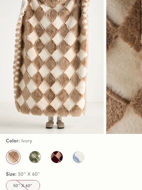 ISO Anthropologie chella checkered faux fur blanket in ivory DO NOT BUY